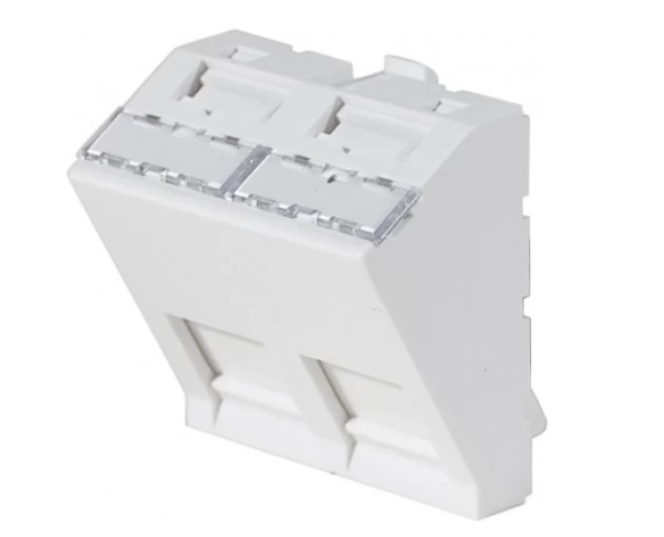 Ugaona prednja maska 2xRJ45, 45 x 45 mm